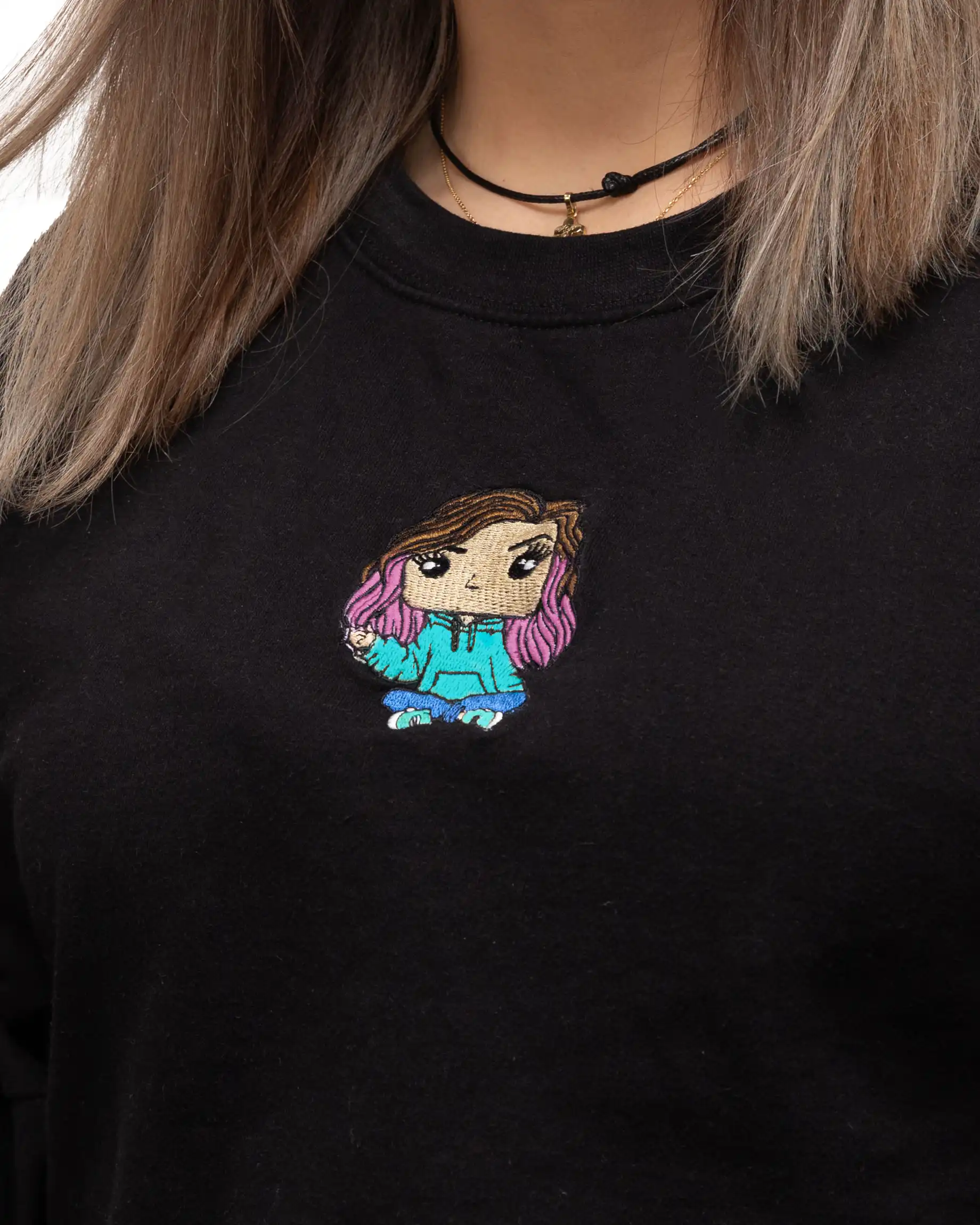 f CROP CREWNECK ALEXANDRA - ΜΑΥΡΟ - Image 2